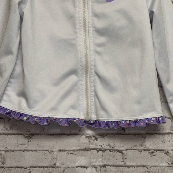 Nike 3T Toddler White Full Zip White Jacket Purple Polka Dot Trim - Picture 6 of 15